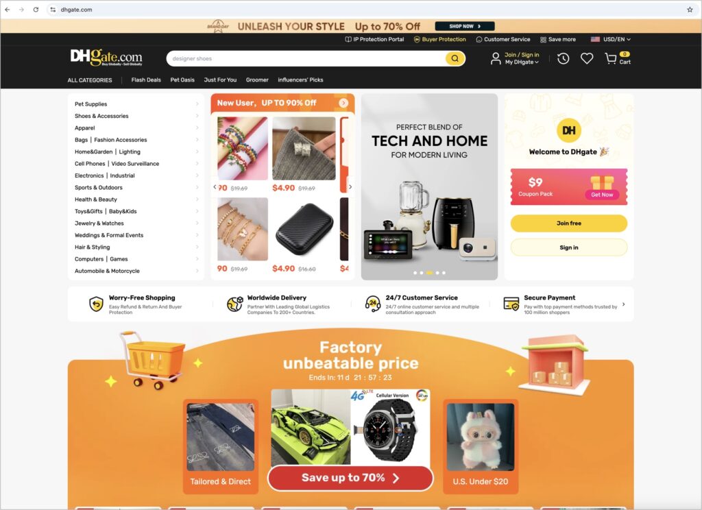 dhgate web shopping